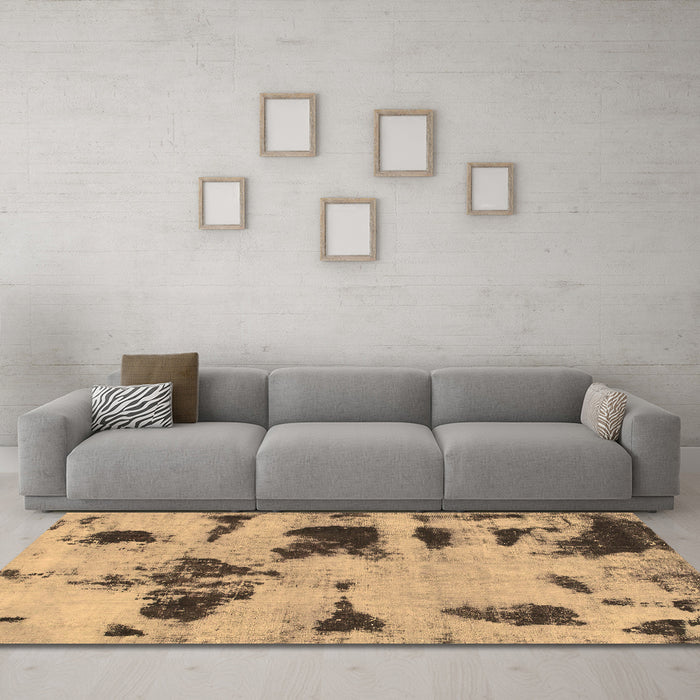 Machine Washable Abstract Brown Modern Rug in a Living Room,, wshabs1122brn