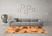 Machine Washable Abstract Orange Modern Area Rugs in a Living Room, wshabs1122org