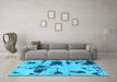 Machine Washable Abstract Light Blue Modern Rug in a Living Room, wshabs1122lblu