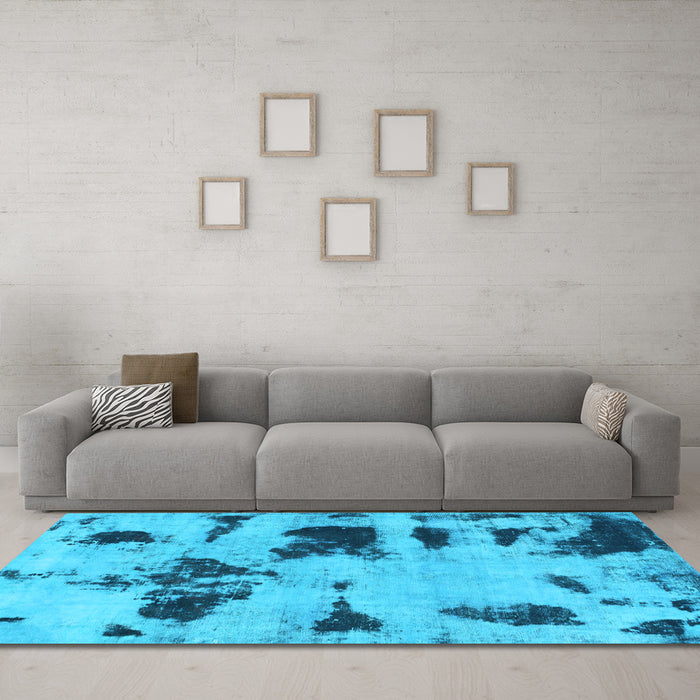 Machine Washable Abstract Light Blue Modern Rug in a Living Room, wshabs1122lblu
