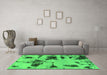 Machine Washable Abstract Green Modern Area Rugs in a Living Room,, wshabs1122grn
