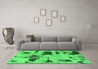 Machine Washable Abstract Green Modern Rug, wshabs1122grn