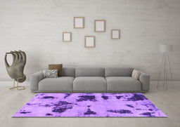 Machine Washable Abstract Purple Modern Area Rugs in a Living Room, wshabs1122pur