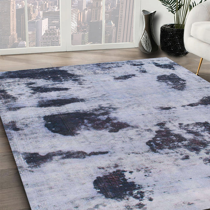 Abstract Light Steel Blue Modern Rug in Family Room, abs1122