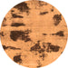 Round Machine Washable Abstract Orange Modern Area Rugs, wshabs1122org