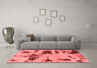 Machine Washable Abstract Red Modern Rug, wshabs1122red