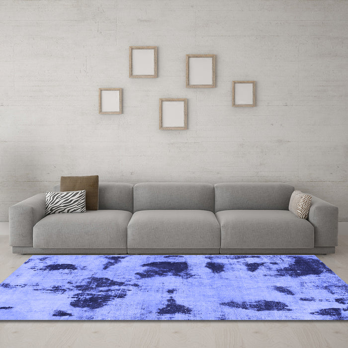 Machine Washable Abstract Blue Modern Rug in a Living Room, wshabs1122blu