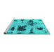 Sideview of Machine Washable Abstract Turquoise Modern Area Rugs, wshabs1122turq