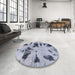 Abstract Light Steel Blue Modern Rug in a Kitchen, abs1122