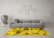 Machine Washable Abstract Yellow Modern Rug in a Living Room, wshabs1122yw