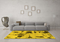 Machine Washable Abstract Yellow Modern Rug, wshabs1122yw