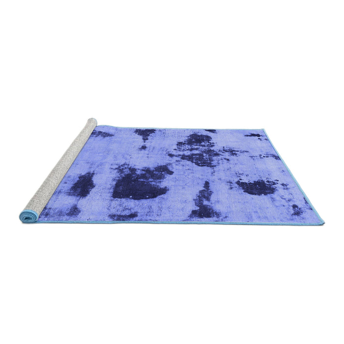 Sideview of Machine Washable Abstract Blue Modern Rug, wshabs1122blu