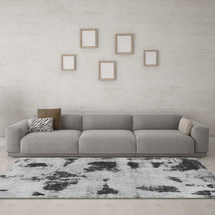Machine Washable Abstract Gray Modern Rug in a Living Room,, wshabs1122gry