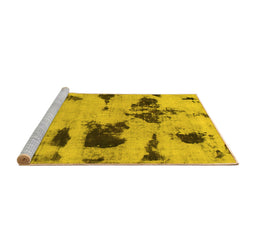 Sideview of Machine Washable Abstract Yellow Modern Rug, wshabs1122yw
