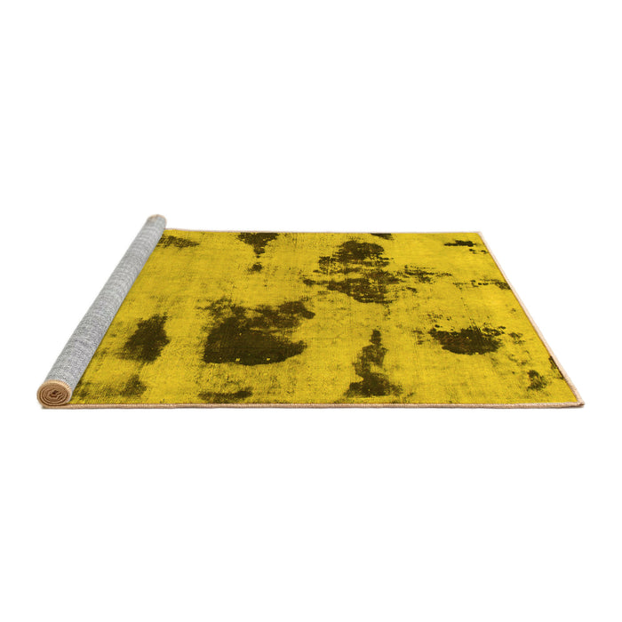 Sideview of Machine Washable Abstract Yellow Modern Rug, wshabs1122yw