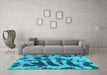 Machine Washable Abstract Turquoise Modern Area Rugs in a Living Room,, wshabs1123turq