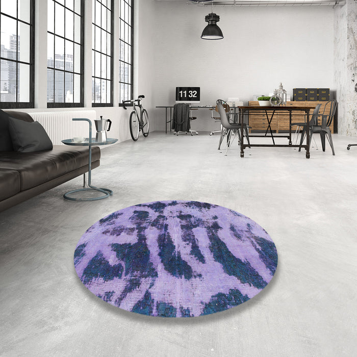 Abstract Purple Mimosa Purple Modern Rug in a Bedroom, abs1123
