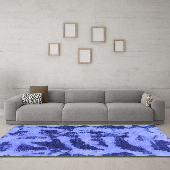 Machine Washable Abstract Blue Modern Rug in a Living Room, wshabs1123blu