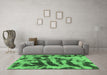 Machine Washable Abstract Emerald Green Modern Area Rugs in a Living Room,, wshabs1123emgrn