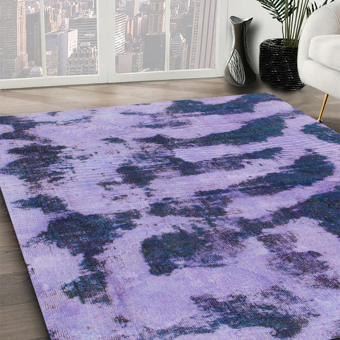 Machine Washable Abstract Purple Mimosa Purple Rug in a Family Room, wshabs1123