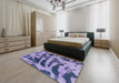 Machine Washable Abstract Purple Mimosa Purple Rug in a Bedroom, wshabs1123