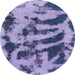 Round Machine Washable Abstract Purple Mimosa Purple Rug, wshabs1123