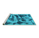 Sideview of Machine Washable Abstract Turquoise Modern Area Rugs, wshabs1123turq