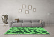 Machine Washable Abstract Green Modern Area Rugs in a Living Room,, wshabs1123grn