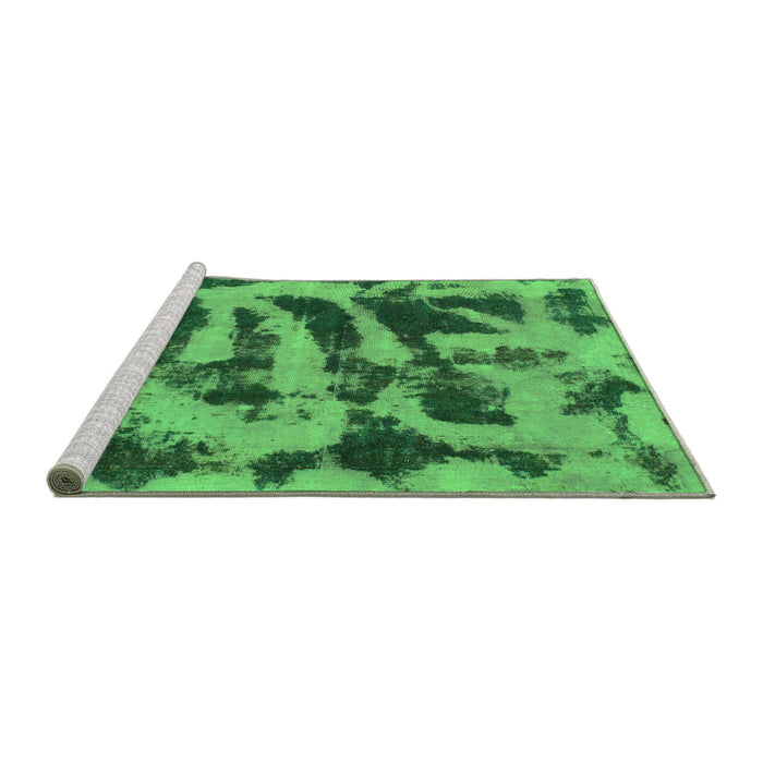Sideview of Machine Washable Abstract Green Modern Area Rugs, wshabs1123grn