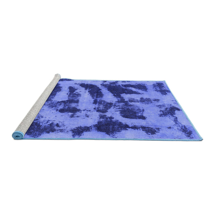 Sideview of Machine Washable Abstract Blue Modern Rug, wshabs1123blu