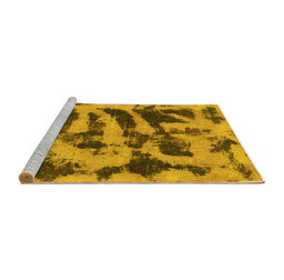 Sideview of Machine Washable Abstract Yellow Modern Rug, wshabs1123yw