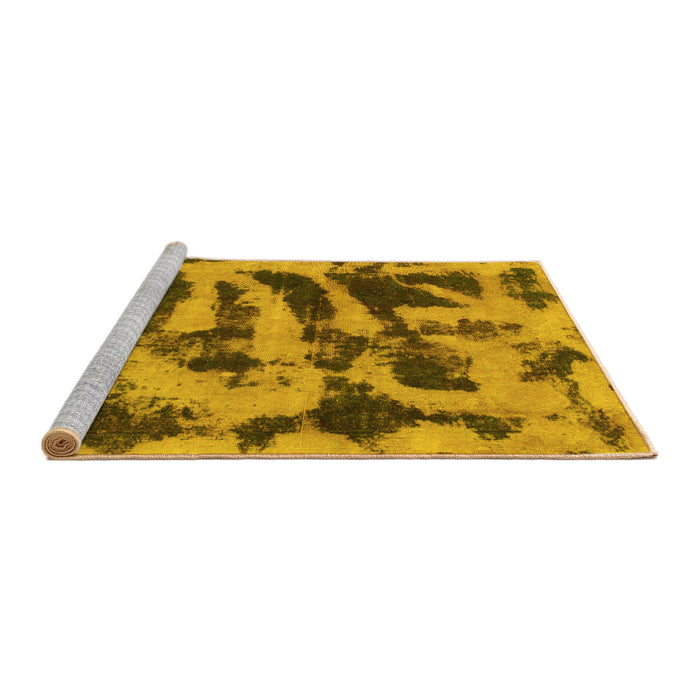 Sideview of Machine Washable Abstract Yellow Modern Rug, wshabs1123yw