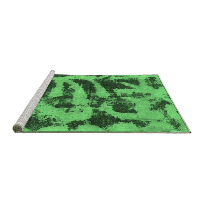 Sideview of Machine Washable Abstract Emerald Green Modern Area Rugs, wshabs1123emgrn