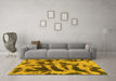 Machine Washable Abstract Yellow Modern Rug in a Living Room, wshabs1123yw