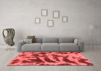 Machine Washable Abstract Red Modern Rug, wshabs1123red
