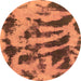 Round Abstract Orange Modern Rug, abs1123org