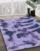 Round Abstract Purple Mimosa Purple Modern Rug in a Office, abs1123