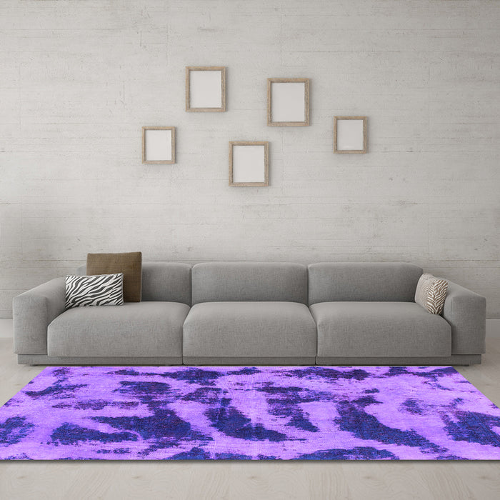Machine Washable Abstract Purple Modern Area Rugs in a Living Room, wshabs1123pur