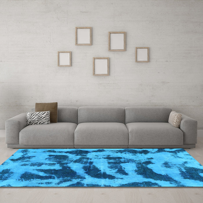 Machine Washable Abstract Light Blue Modern Rug in a Living Room, wshabs1123lblu