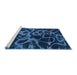 Sideview of Machine Washable Abstract Blue Rug, wshabs1124