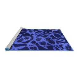 Sideview of Machine Washable Persian Blue Bohemian Rug, wshabs1124blu