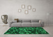 Machine Washable Persian Green Bohemian Area Rugs in a Living Room,, wshabs1124grn