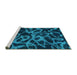 Sideview of Machine Washable Persian Turquoise Bohemian Area Rugs, wshabs1124turq