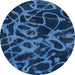 Square Abstract Blue Persian Rug, abs1124