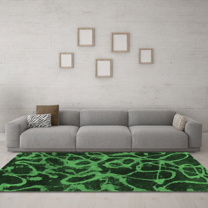 Machine Washable Persian Emerald Green Bohemian Area Rugs in a Living Room,, wshabs1124emgrn