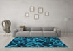 Machine Washable Persian Turquoise Bohemian Area Rugs in a Living Room,, wshabs1124turq
