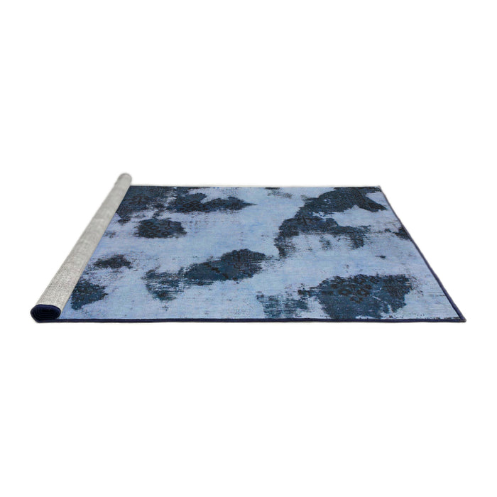 Sideview of Machine Washable Abstract Sky Blue Rug, wshabs1125
