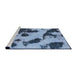 Sideview of Machine Washable Abstract Sky Blue Rug, wshabs1125