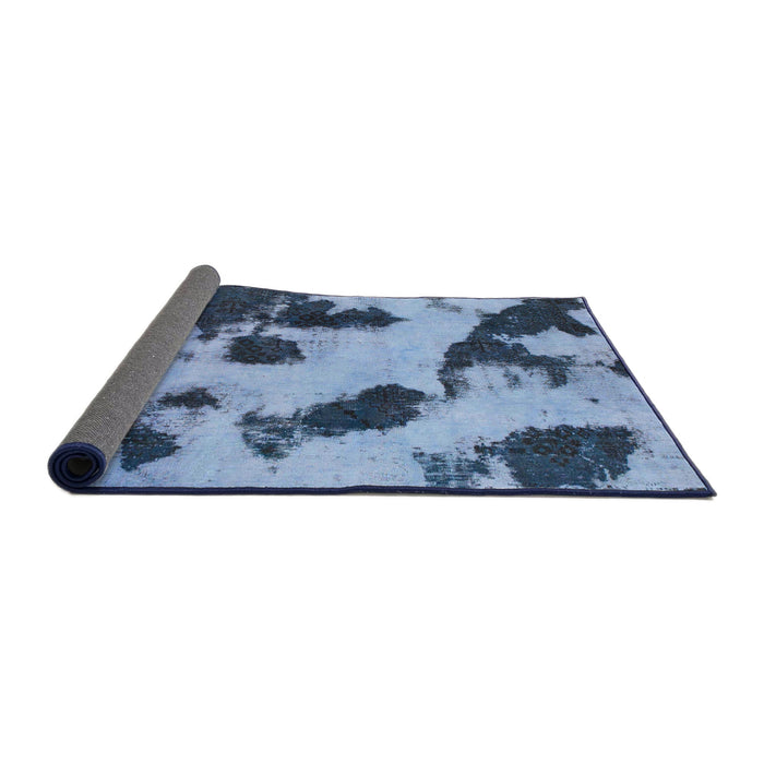 Sideview of Abstract Sky Blue Modern Rug, abs1125