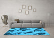 Machine Washable Abstract Light Blue Modern Rug in a Living Room, wshabs1125lblu